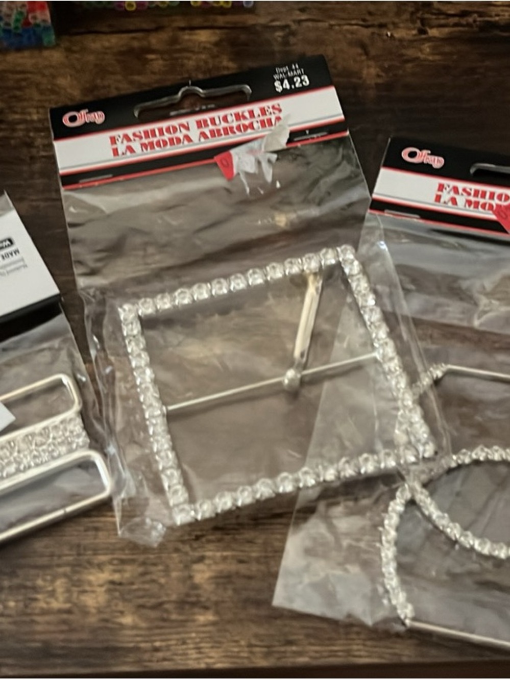 Rhinestone Square Fashion Buckle - Silver